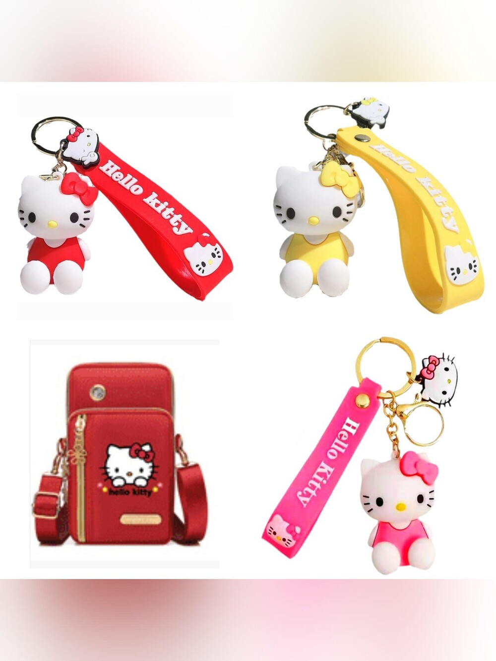 4 NEW Hello Kitty lot Crossbody bag, 3 bag charm
